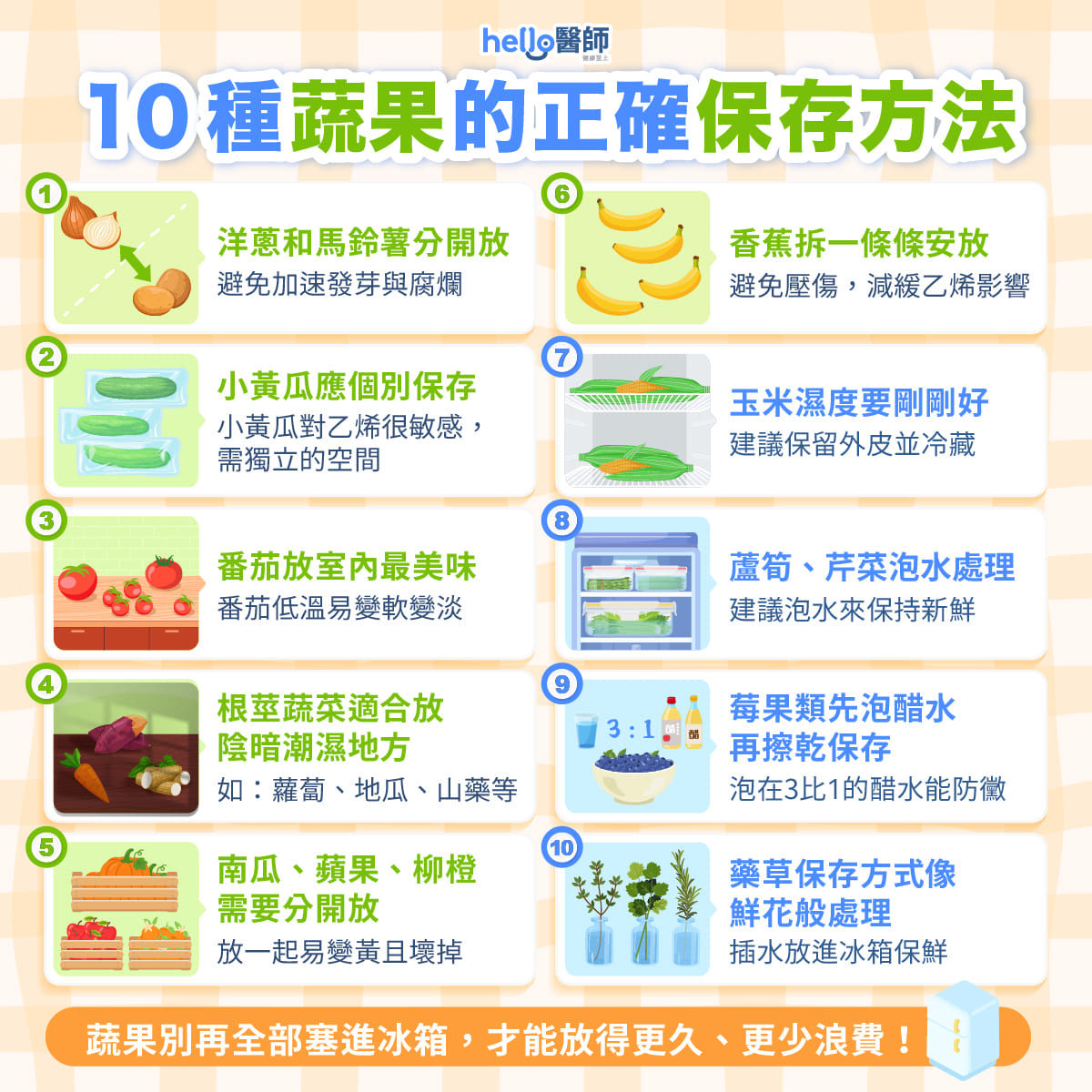 蔬果的正確保存方法