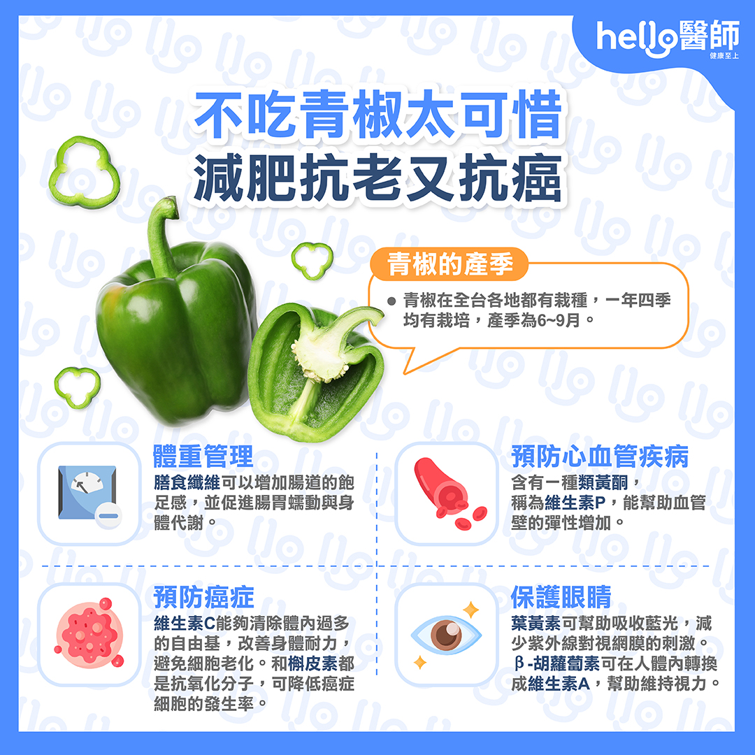 青椒7大好處:減肥、抗老、抗癌!產季、營養成分一次看