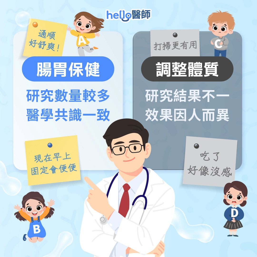 益生菌功效「腸胃保健」與「調整體質」的醫學研究狀況