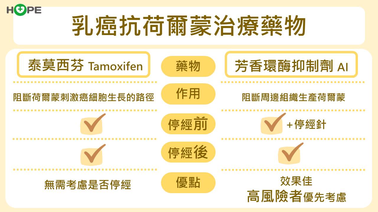 乳癌抗荷爾蒙治療藥物