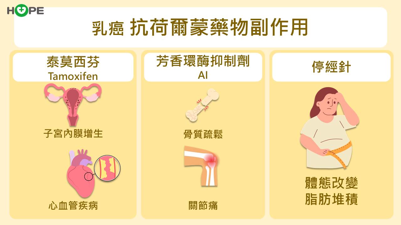 乳癌抗荷爾蒙治療藥物副作用