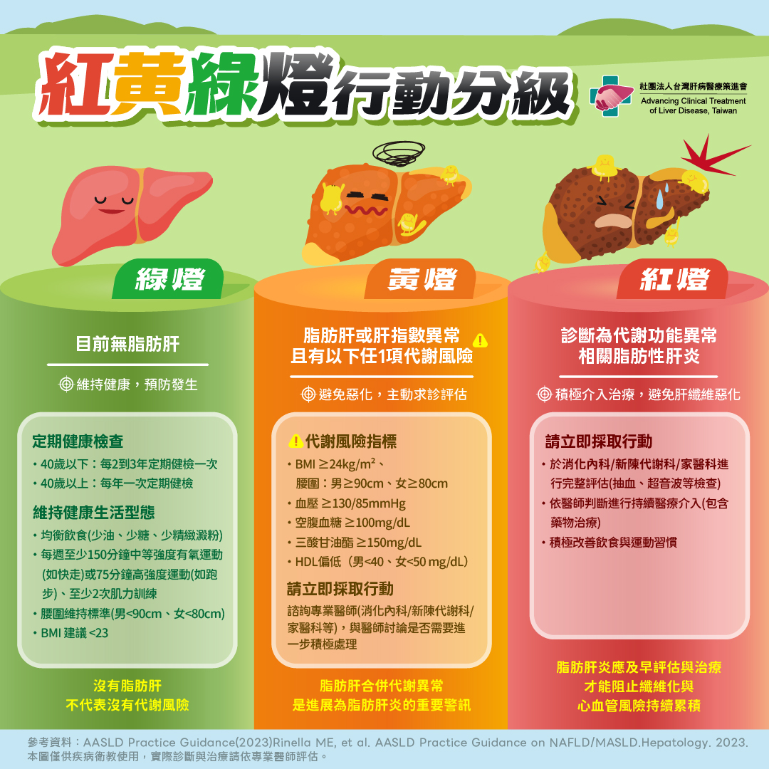 代謝性脂肪肝炎「紅黃綠燈行動分級」