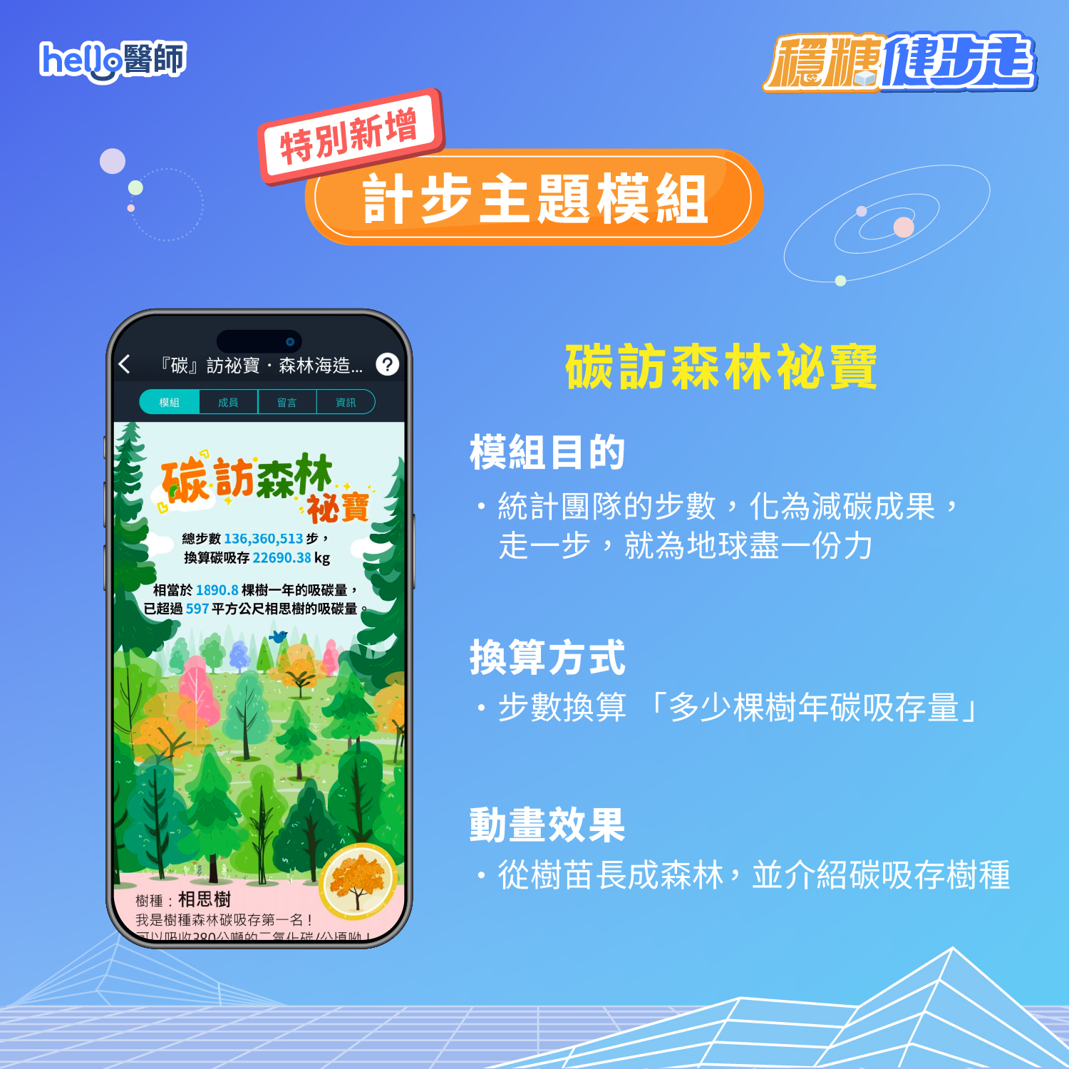 線上穩糖健步走可與團隊一起碳訪森林秘寶